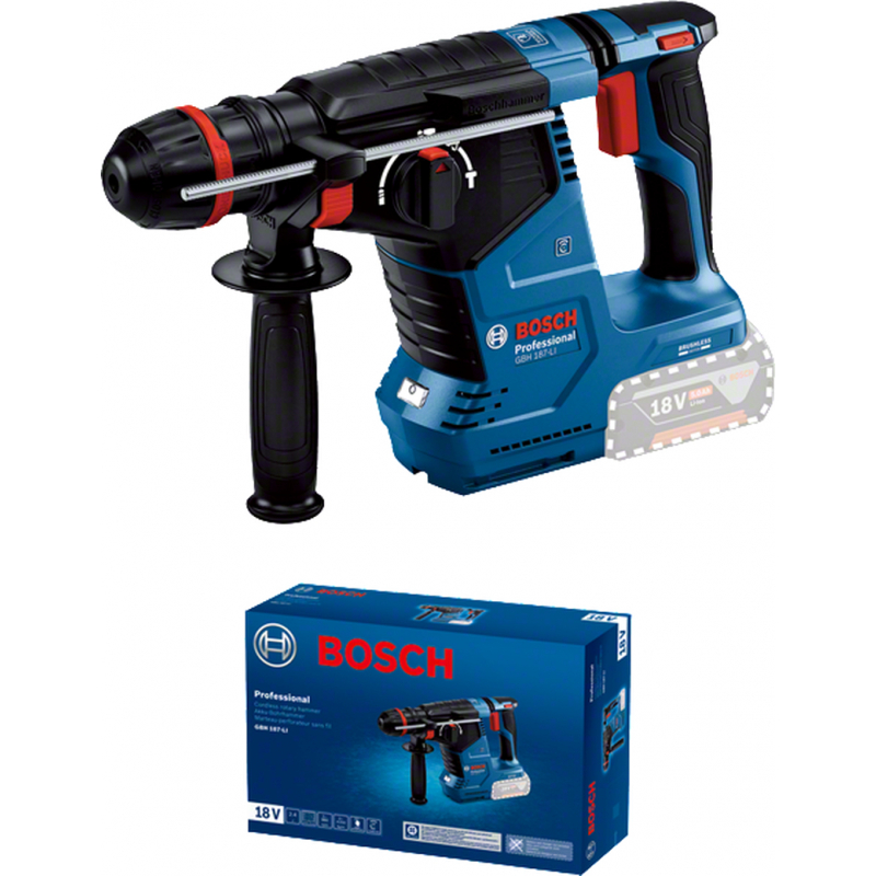 Bosch GBH 187-LI Solo Akülü SDS Plus Kırıcı Delici 18V 2.4J (Akü ve Şarj Cihazı Yok)-0611923020